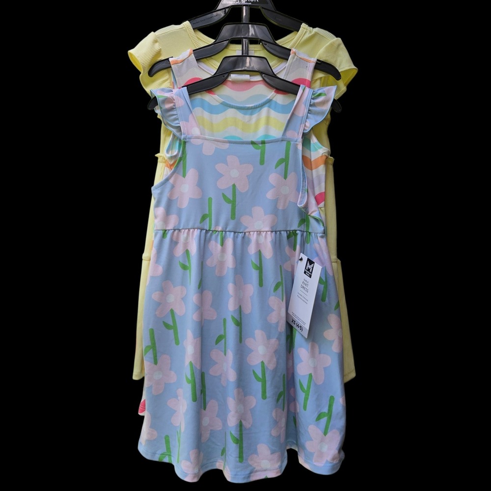 NWT Member's Mark Girls 3-Pack Knit Ruffle Dresses Size XS 4/5